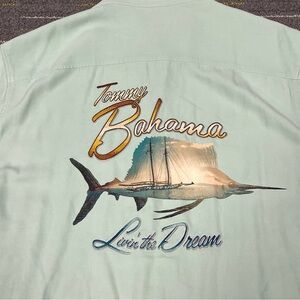 Tommy Bahama Livin The Dream Hawaiian Shirt Men’s XXL Sailfish Boat Beach Silk